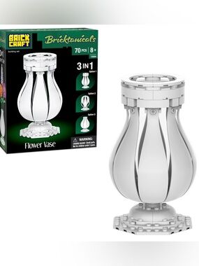 Bricktanicals 3-in-1 White Flower Vase Building Set (3 Count)